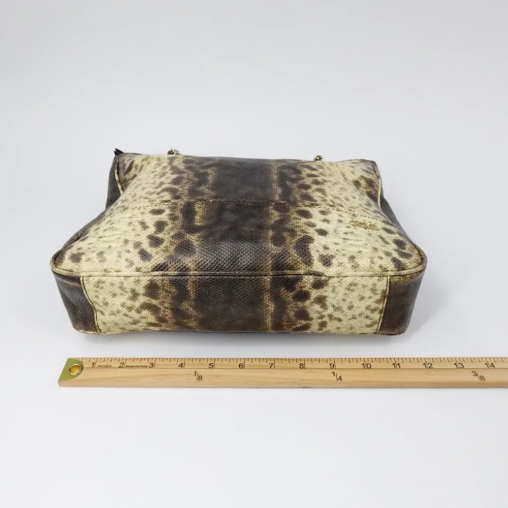 Tre Vero Karung Chain Shoulder Bag‎ Womens Brown Animal Print 80s Retro